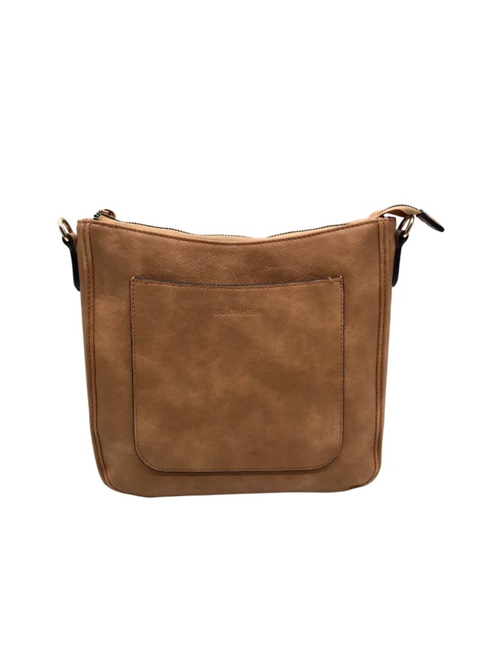Bostanten Tan Leather Trendy Crossbody Bag